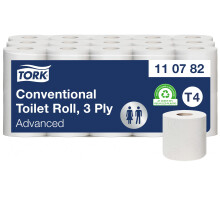 Tork 110782 extra soft toilet rolls T4 / 3-ply tissue rolls advanced quality / compatible with Tork T4 conventional toilet system / extra soft and te