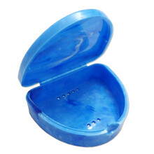 Slim Orthodontic Dental Case - Marble Colours for Retainers, Bleaching Trays, Dentures & More (Blue Marble)