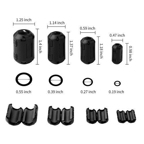Ferrite Ring Core Black RFI EMI Noise Suppressor Cable Clip-20Pcs 1