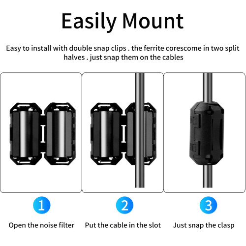 Ferrite Ring Core Black RFI EMI Noise Suppressor Cable Clip-20Pcs 2