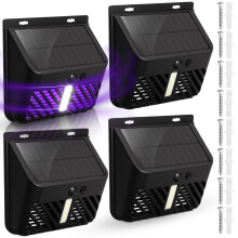 4 Pack Solar Bug Zapper Outdoor Mosquito Killer Lamp, Waterproof 2in1 Solar Powered Light with Motion Sensor for Yard Garden Patio