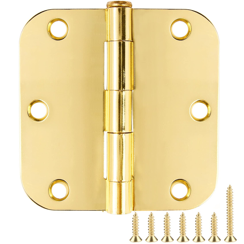 3.5 Inch Polished Brass Door Hinges 6 Pack, Secure Nonremovable Pin, Rustresistant Finish 9113335617728