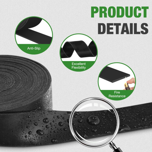 Rubber Strip Solid Neoprene Sheet Flexible Solid Rubber Roll for Doors, Windows, Floor Protection & Vibration Dampening 2