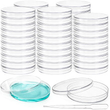 Bekith Pack of 50 Petri Dishes with Lids, 90mm Dia x 15mm Deep Plastic Sterile Container with 50 Plastic Transfer Pipettes(3ml)
