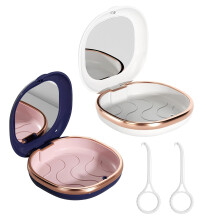 EOAMGO 2 Pack Retainer Case with Mirror, Retainer Case with Removal Tools for Invisalign Aligners, Portable Denture Box Mouth Guards Travel Cases, Br