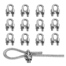 TERF 12 Pcs Wire Rope Clip Clamps M3 for Ø 3mm (1/8") Rope Cable Grip Galvanized Steel U Bolt Saddle Fastener for Rigging and Tension Cable