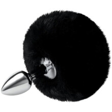 Whipsmart Black Bunny Tail Metal Butt Plug