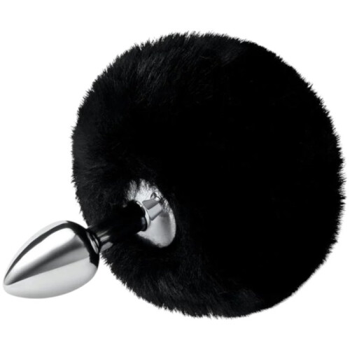 Whipsmart Black Bunny Tail Metal Butt Plug