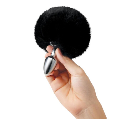 Whipsmart Black Bunny Tail Metal Butt Plug 1