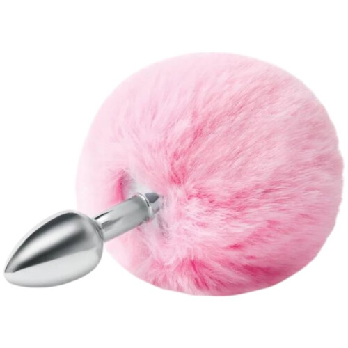 Whipsmart Pink Bunny Tail Metal Butt Plug