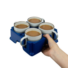 muggi 4 Cup Holder - Non Spill Portable Drink Caddy for Home, Workplace, Motorhome, Boat & Mobility - Recycled Ocean Plastic Tray Petrol Blue