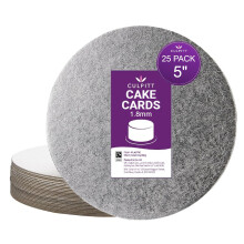 Culpitt 5" Cut-Edge Round Boards, 25 Pack, Cake Decorating Wedding Support Cards 1.8 mm, 5-Inch CSR, Silver - Packs of 25
