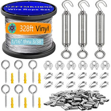 Stainless Steel 50M Garden Wire for Climbing Plants - M5 Turnbuckles, Hanging & Tension Wire, Loops