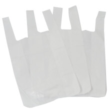UKPS 100 Small White Plastic Polythene Vest Style Carrier Bags - Size 10 x 15 x 18 Shopping Gift Boutique Supermarket Cash N Carry Market Stall