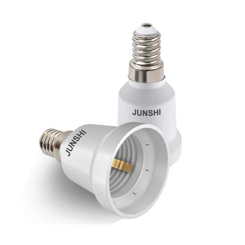 JUNSHI E14 to E27 Adapter Lamp Socket Converter,Small Screw to Edison Screw Adapter,2 Pack 1