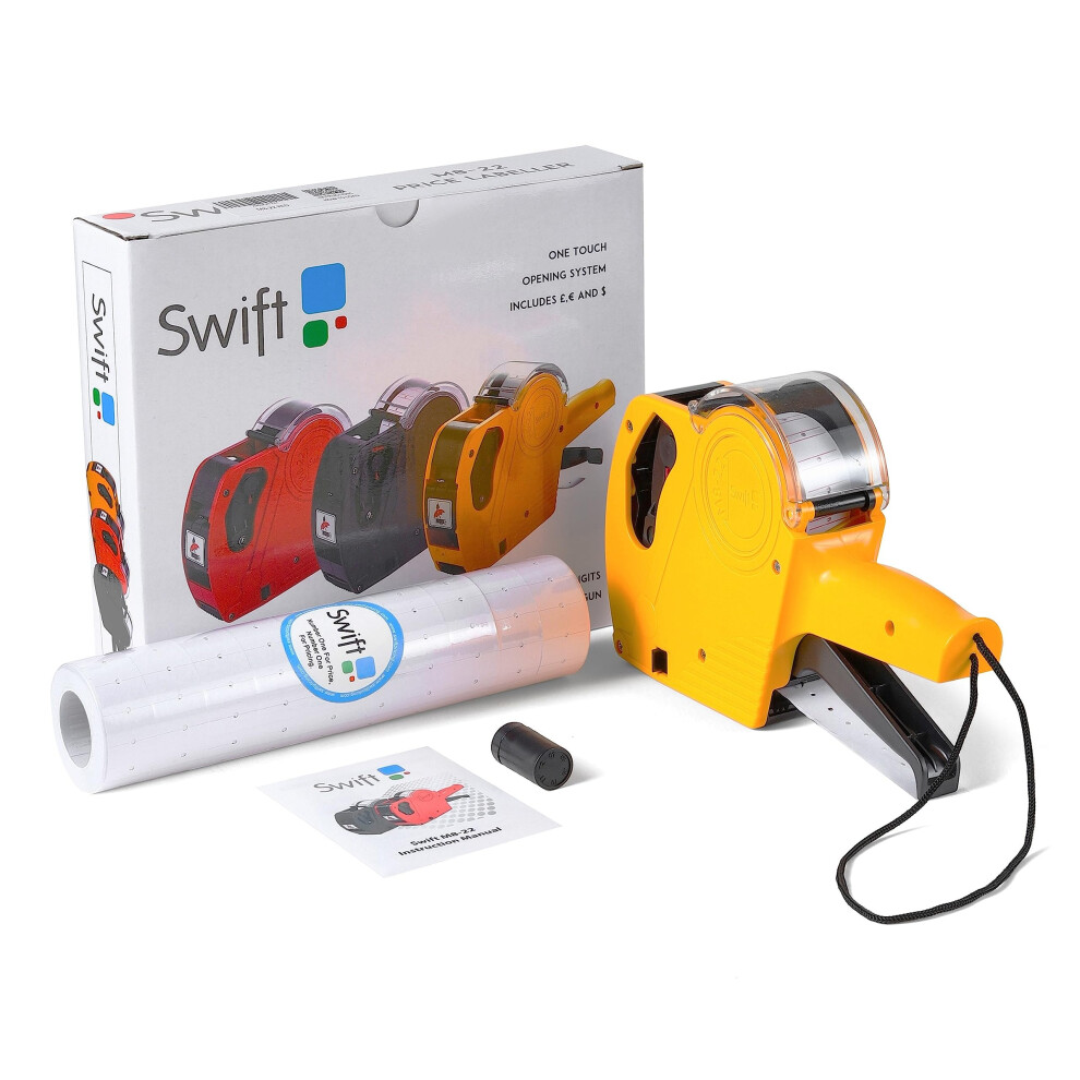 New Swift Price Gun Kit With 5000 Labels And Spare Ink M8-22 Yellow