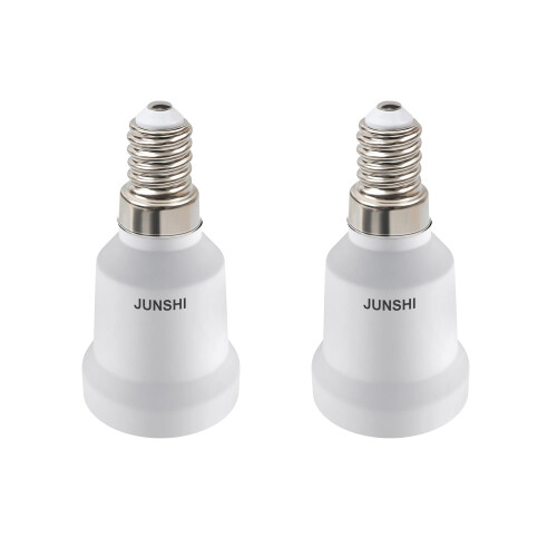 JUNSHI E14 to E27 Adapter Lamp Socket Converter,Small Screw to Edison Screw Adapter,2 Pack