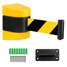 Retractable Barrier, 10m Magnetic Barrier Tape, Black and Yellow Cordon, Crowd Control Safety Barrier, Cordon Barrier for School, Airports, Hotel, Pl