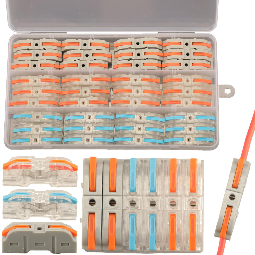 Feggizuli 36Pcs Lever Wire Connectors, 1 Conductor Compact Splicing Connectors, Quick Connect Butt Terminals 74334629