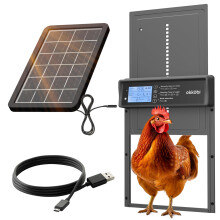 Okkobi Automatic Chicken Coop Door Solar Powered - LCD Display - Chicken Coop Door with Remote Control, Light Sensor & Timer - Security & Peace of Mi