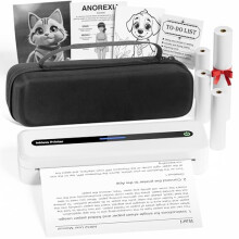 Portable Thermal Printer A4 Set with 4 Rolls of Thermal & Carry Bag, 300 DPI Small Printer for Home Use & Travel Office, Inkless, Wireless, Bluetooth