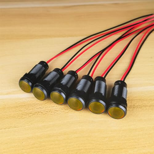 Gebildet 6pcs Yellow Indicator Pilot Light AC/DC 12-24V Mounting Hole Size 10mm(Flame Retardant Plastic Shell) 2
