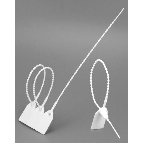 QWORK 100PCS Anti-Tamper Seals Plastic Security Seals Security Tags Pull Ties for Luggage Fire Extinguisher (White) 2