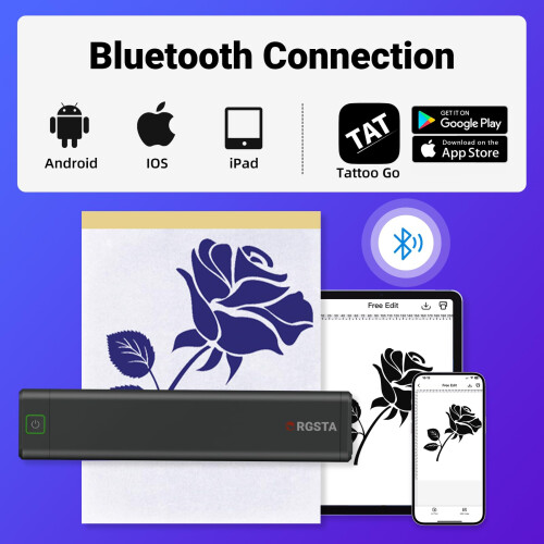 ORGSTA S008 Tattoo Printer Bluetooth Thermal Stencil transfer paper Beginner temporary Tattoo Sticker Maker Machine with 10 A4 Sheets 1