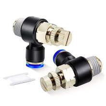 ERGAOBOY 2 Pcs 6MM Hose OD X 1/8" Elbow 90 Degree Push to Connect Air Flow Control Valve Pneumatic Connector Fittings