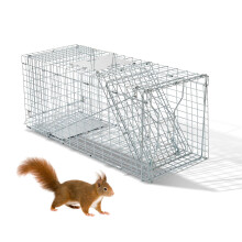 32 Inch Humane Live Animal Trap Heavy Duty Folding Iron Cage for Raccoons Cats Rabbits Squirrels