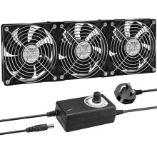 Joycabin 3 x 120mm Computer Fan, Computer Cooling Fan with AC Plug 220V PC Fan DC 4V 5V 12V Adjustable Speed Brushless Cooling Fans for PC, Computer,