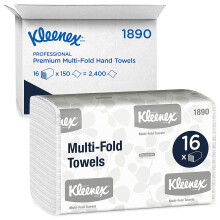 Kleenex Hand Towels - Multifold Paper Hand Towels - 16 Packs x 150 White Paper Towels (2,400 Total), Model Nr. 1890