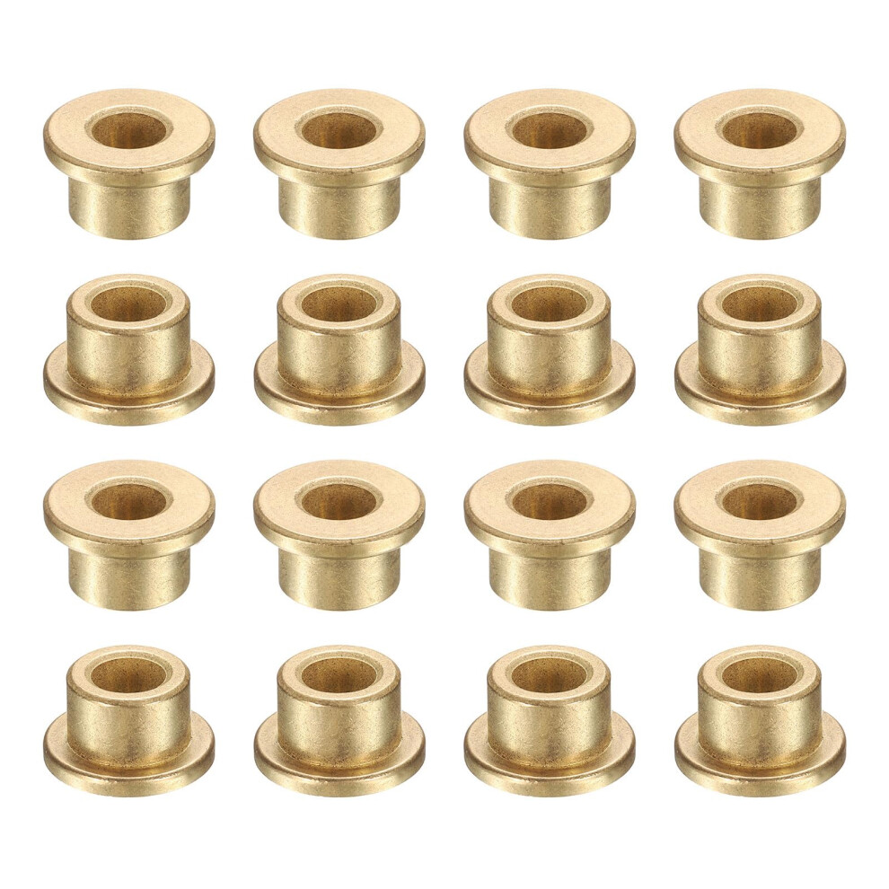 Sourcing Map 16Pcs Flange Sleeve Bearings, 6Mm Bore X 10Mm Od X 8Mm Length, Self-Lubricating Sintered Bushings Bronze 45143410