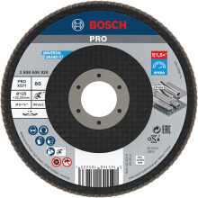 Bosch 1x PRO Metal X571 Flap Disc Angled Version Fiber for Small Angle Grinders (for Steel, Stainless steel, Ø 125 mm, Grit 80, Professional Accessor