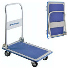 Move-It 150kg Heavy-Duty Folding Platform Trolley, Hand Sack Truck with Bumper Strip, Push Cart with Handle, Platform Truck, Blue
