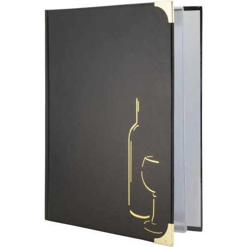 Securit Basic Range Wine Menu holder - Double-Sided Pocket Inserts - Elegant Sleek Design for Restaurants, Bars, and Events - (Black) 1