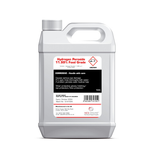 Hydrogen Peroxide (11.99%) 5 Litre Food Grade H2o2