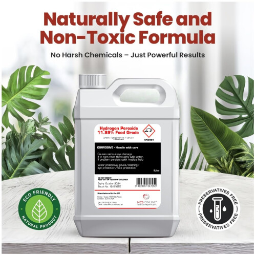 Hydrogen Peroxide (11.99%) 5 Litre Food Grade H2o2 1