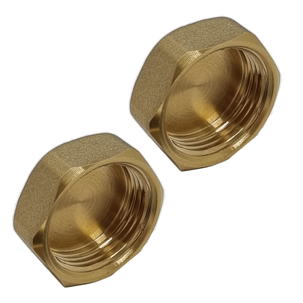 Pipestation 15Mm Fitting Blanking Cap 1/2" Female Thread - Pack Of 2 | Compression Plumbing Fittings | Hex Brass Blanking Nut Caps | Blanking Stop C 41288702