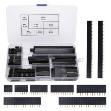 VooGenzek 120 PCS 2.54mm Breakaway PCB Board Pin Header Connector Strip Assortment Kit, Female Pin Header Socket Connector Strip, for Arduino Stackab