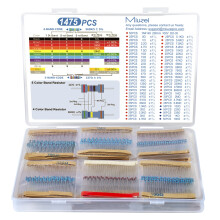 Miuzei 1475pcs Resistor Assortment kit 52 Resistor Values Kit 1/4W High Accuracy Metal Film 0 Ohm to 5.6 m Ohm Resistors Set of 50 IN4148 Switching D
