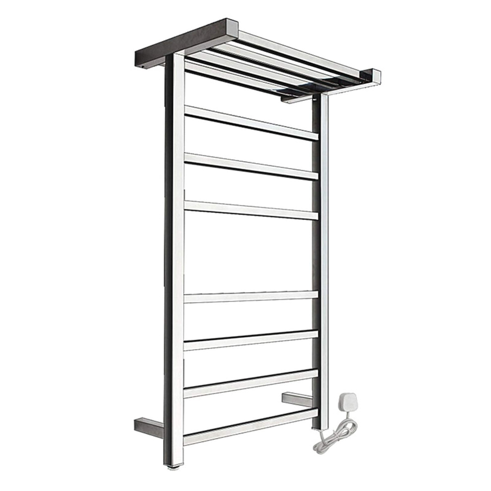 Wall Mounted Electric Towel Warmer With Shelf, 304 Stainless Steel Bathroom Heated Towel Rack 9070919822346