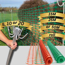 Smith & Barker GALVANISED 5,10, 20 Premium Fencing Pins with 15M 25M 50M Temporary Barrier Fence Mesh Outdoor Garden Plastic Netting Mesh Fence Stake