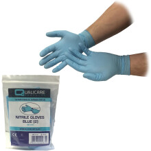 5 PAIRS ONE SIZE BLUE OPAQUE NITRILE PREMIUM DISPOSABLE NON-STERILE MEDICAL FIRST AID POWDER LATEX FREE DURABLE PROTECTIVE MULTIPURPOSE LAB TATTOO VE