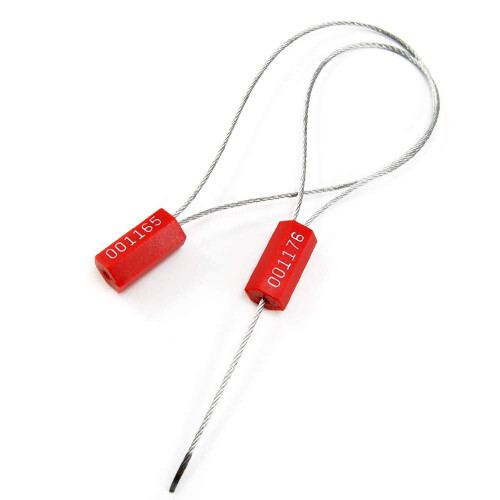 100pcsPull-Tite Steel Wire Cable Seals Numbered Tamper Proof Security Tags Self-Locking Security Labels, Red 2