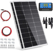 BOKENTIO 200 W (2 x 100 W) Solar Panel 12 V Monocrystalline Solar Panel Kit 2 x 100 Watt Solar Module + 20 A Charge Controller for Off-Grid 12 Volt E