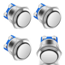 HOTUT 4 Pieces 16 mm Momentary Push Button Switch, Waterproof Push Button Switch, Push Button Switch, Round Push Button Switch, Momentary Mini Push B