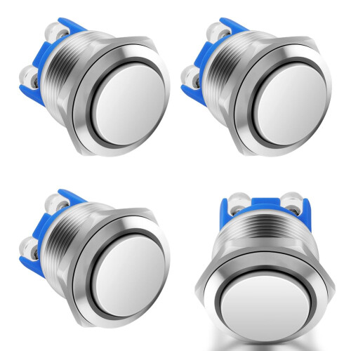 HOTUT 4 Pieces 16 mm Momentary Push Button Switch, Waterproof Push Button Switch, Push Button Switch, Round Push Button Switch, Momentary Mini Push B