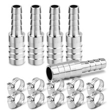 ERGAOBOY 5 Pcs 304 Stainless Steel 22MM to 16MM Reducing Hose Barb Adapter, Barb Splicer Union Mender Coolant Pipe Fitting for Water Fluid Air