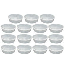 FotoStation Pack of 15 Large Clear Round Plastic 3d Printer Filament Storage Container Boxes with Airtight Lids (2L Litre)